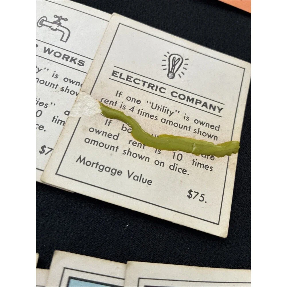 1973 Monopoly Game Property Title Deed Community Chance Cards Replacement Parts